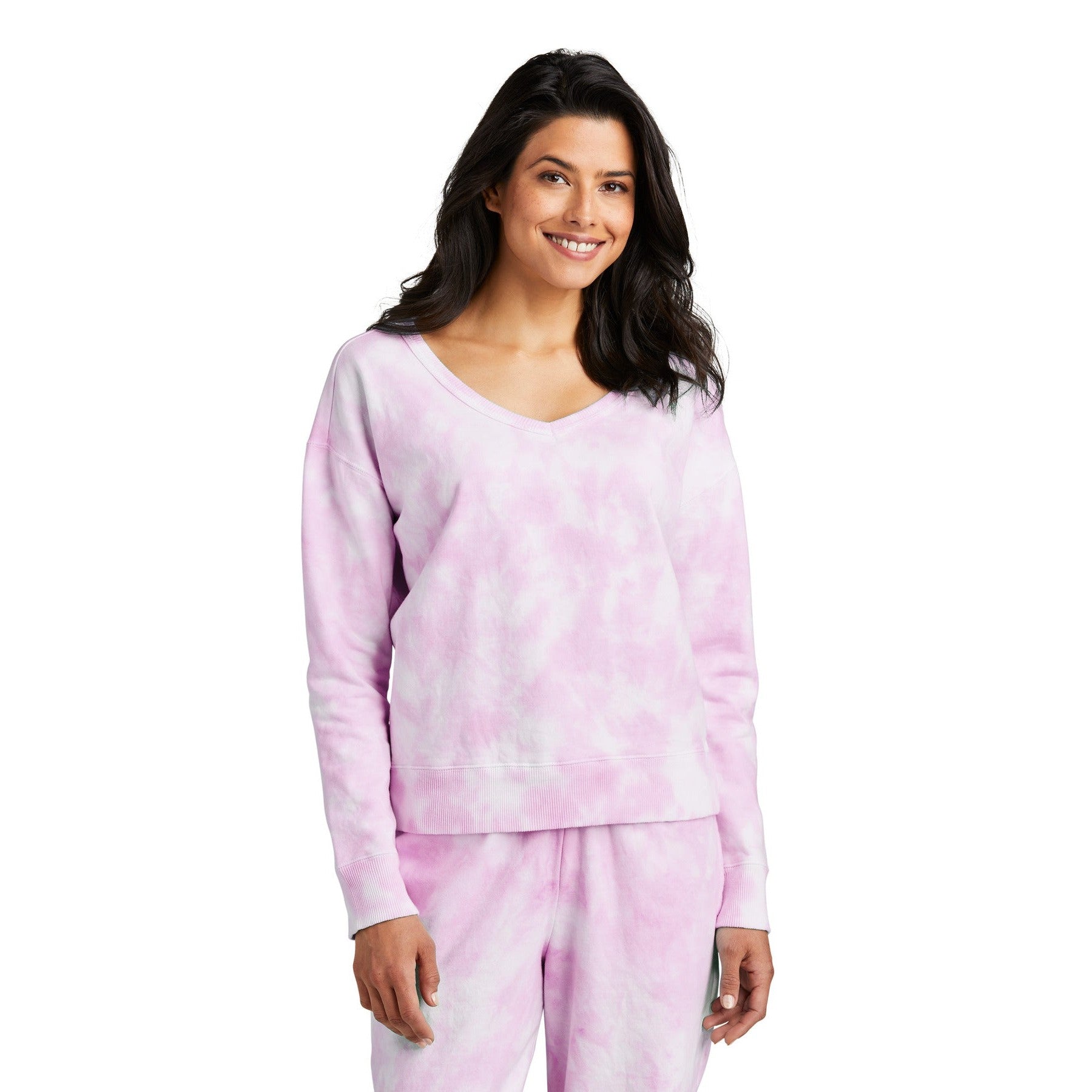 Port & Company-Port & Company® Women's Beach Wash® Cloud Tie-Dye V-Neck Sweatshirt LPC140V-MedTech-2